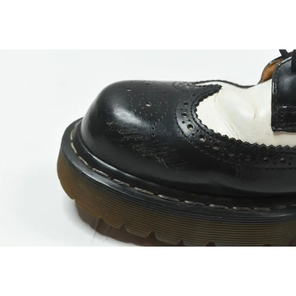 Dr Marten Bex Smooth Leather Brogue Shoes Mens 12 Black White Lace-Up Comfort